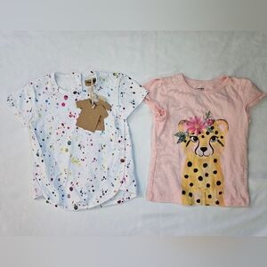 Set Of Two Kids' Colorful Tees- Pink Metallic Cheetah- 18 Month